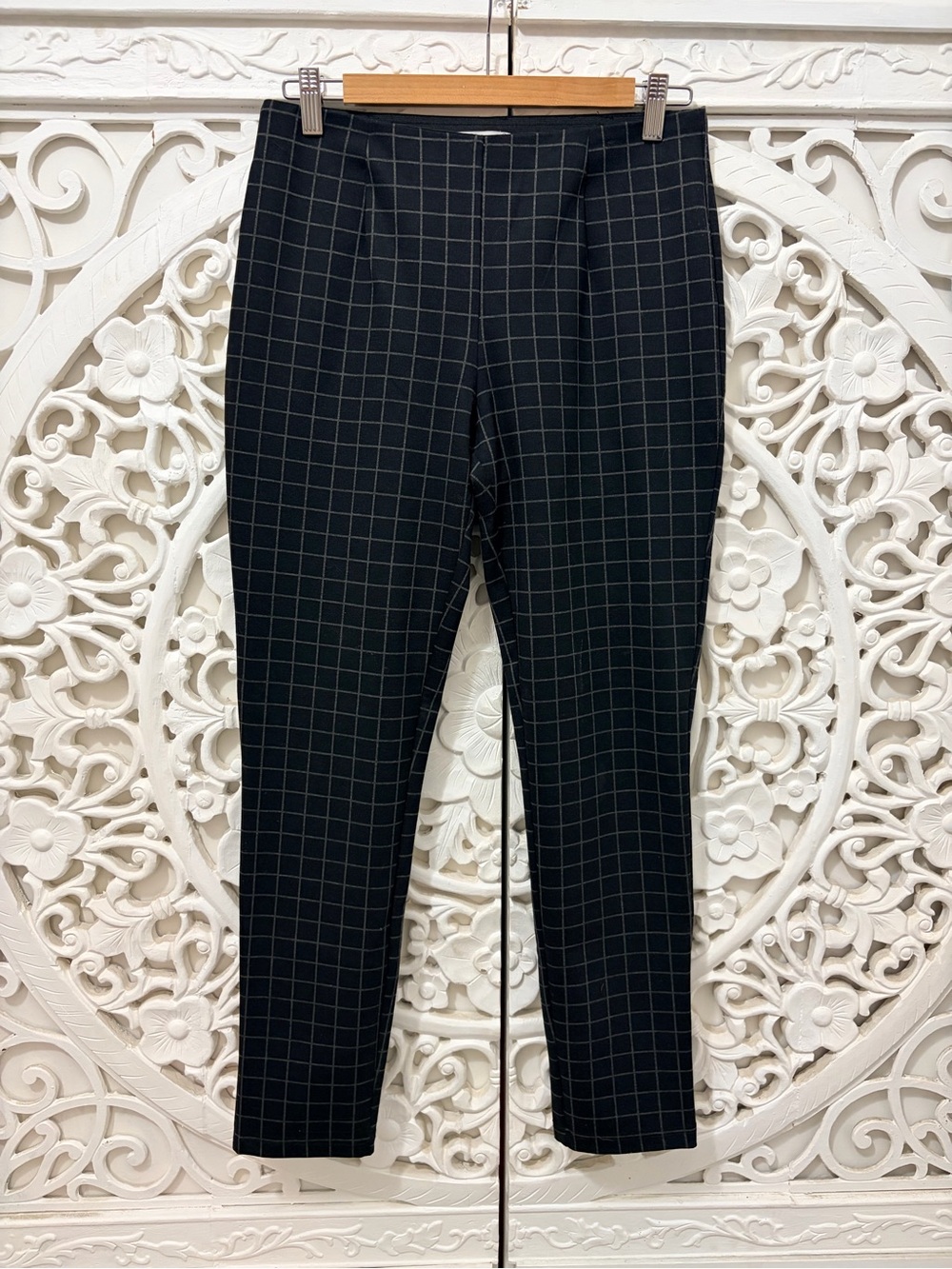 Calvin Klein Black Grey Windowpane Check Pants Size 8